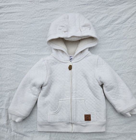 H&M White Zip-Up Hoodie Sweatshirt - Picture 1 of 3